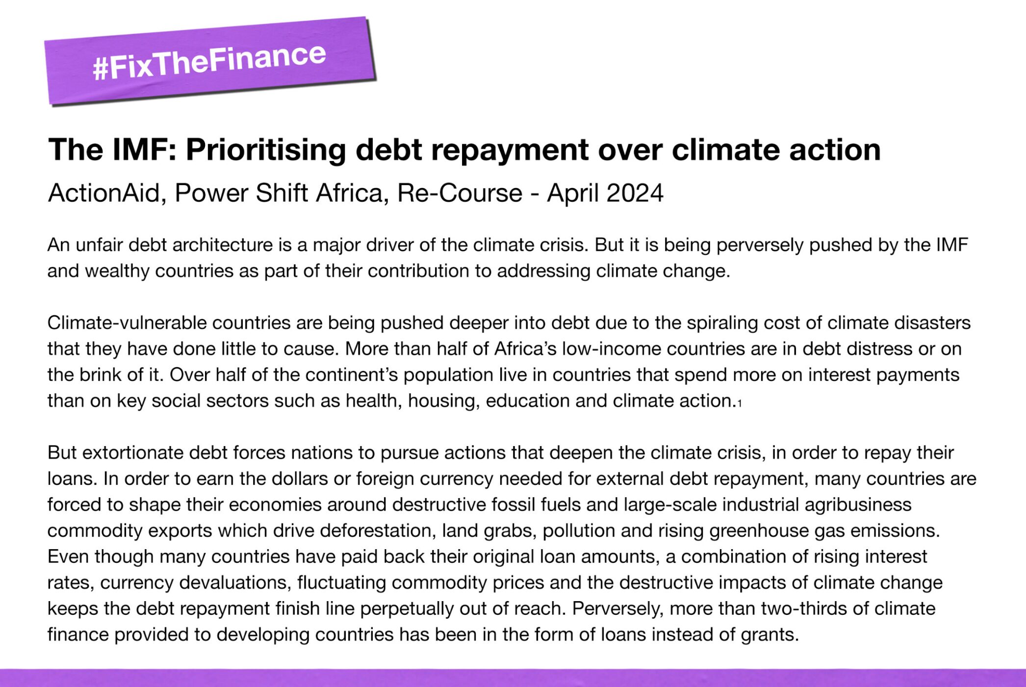 The IMF: Prioritising Debt Repayment Over Climate Action [2024]